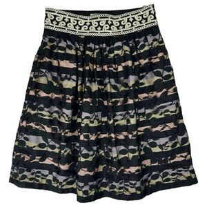 Anthropologie Floreat High Rise Skirt Size 0 Black Lace Pastel Striped Crochet